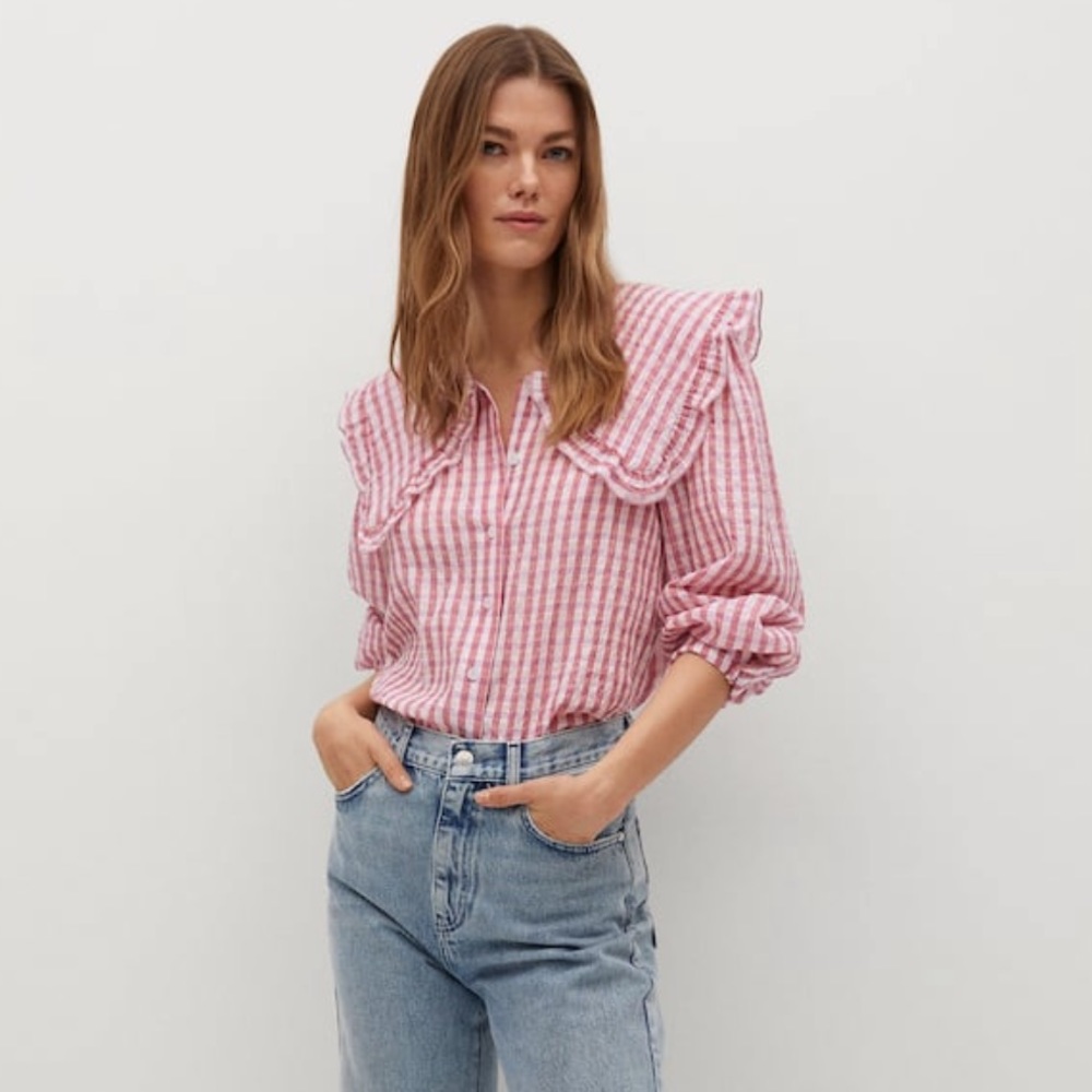 Mango babydoll Peter Pan collar blouse